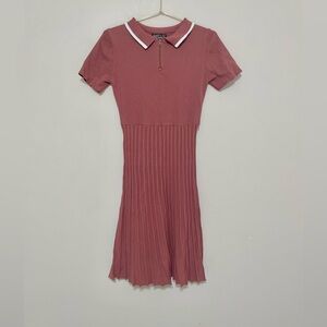 Burgundy Pleated Midi Dress